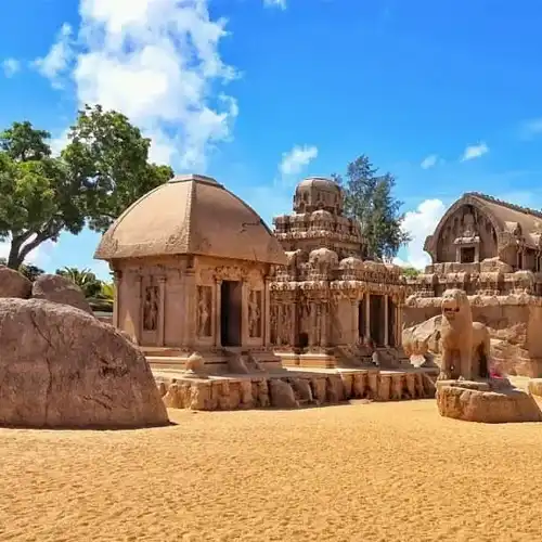 Pancha Rathas, monolithic rock-cut temples, UNESCO World Heritage Site, Mahabalipuram, Tamil Nadu