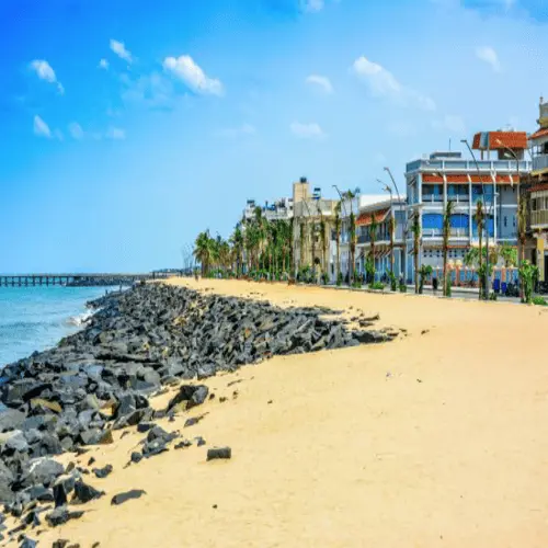 Puducherry Rock Beach at sunset